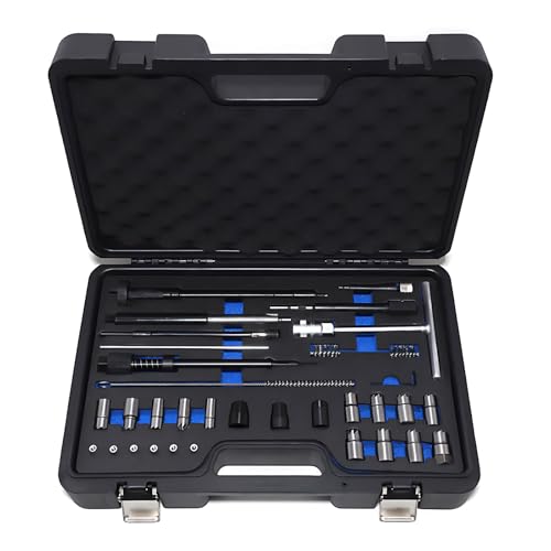 Set de 28 fraises pour injecteurs, sièges d'étanchéité, outils d'injecteurs, outils de nettoyage pour siège d'injecteur, surfaces d'étanchéité, outils...