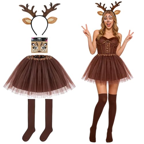 Costume da festa: il nostro set di costumi da renna per donna è una scelta divertente per comici e vari eventi di gioco di ruolo. Perfetto per Martedì Grasso, Carnevale, Natale, feste in maschera, sfilate notturne di Martedì Grasso o altri eventi di gioco di ruolo, soddisfa la tua voglia di costume da renna e stupisci tutti quelli che incontri.