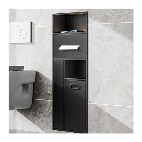 Ducha y lavabo de Acero inoxidable: espacio empotrado para artículos de tocador, champú, Papel higiénico y papelera. Estantes Negros Elegantes para El hogar, la cocina, e