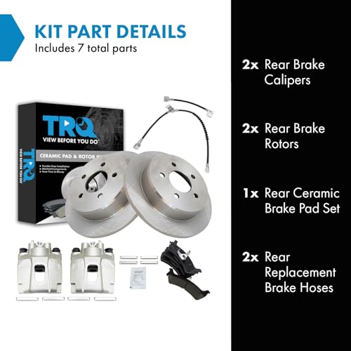 Image of TRQ Rear Brake Pad & Rotor Kit Ceramic Compatible with 2001 Ford Explorer Mercury Mountaineer