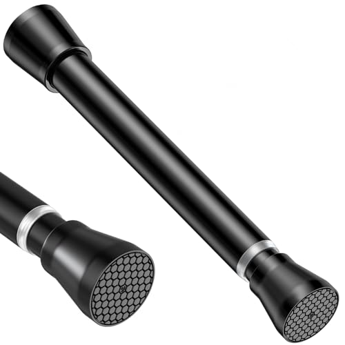 Image of Black Small Tension Curtain Rod 16 to 26 Inch | 7 /8 inch inch Adjustable Short Curtain Rod No Drilling,Spring Curtain Rod for Windows Kitchen Closet Doorway