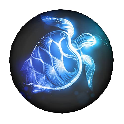 Image of Blue Sea Turtle Pattern Spare Tire Cover Dust-Proof Wheel Tire Cover Fit Trailer, RV, SUV and Many Vehicle 15 Inch
