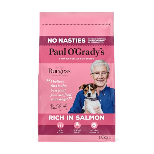 Paul O'Grady, No Nasties Salmon Dry Dog Food, 7.2KG - Suitable For All Adult Dog Breeds (4 Packs of 1.8KG)