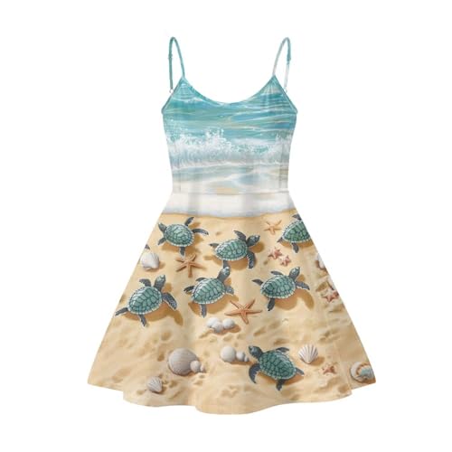 Image of Women's Spaghetti Strap Dress Summer Casual Swing Sundress Girls Beachwear Swing Mini Dress