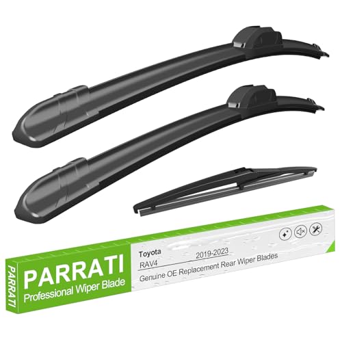 PARRATI® 3PCS Windshield Wiper Blades for RAV4 2019-2023 - Exact Fit Replacement Front and Rear Wipers - 26+16+12 | All-Season Durability - Quiet & Streak-Free Wiping - Easy Installation