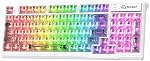 FREEWOLF M95 Clavier Membrane transparent avec capture de clé claire,Clavier de jeu Wired avec RGB Rétroéclairé, 94 Clés silencieuses avec sensation mécanique,26-Key Anti-ghosting, pour Mac/Windows -Blanc