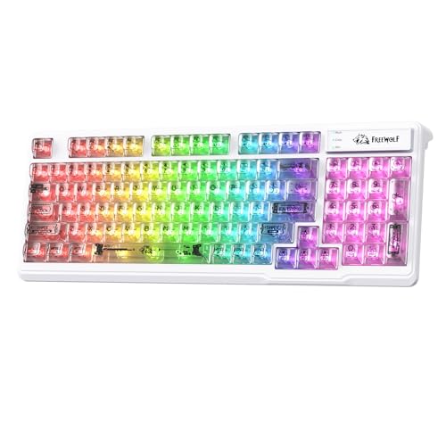 FREEWOLF M95 Transparent Membrane Keyboard with Clear Keycap,Wired Gaming Keyboard