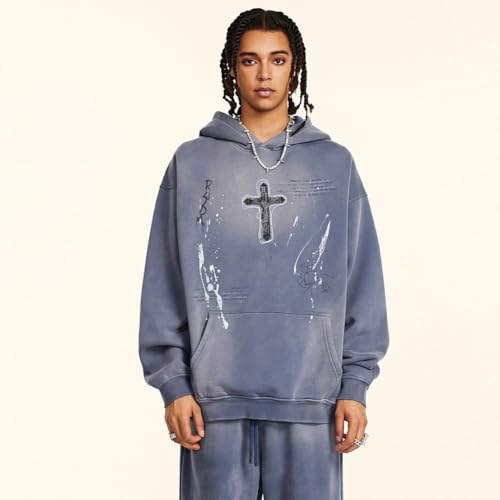Oversized Vintage Hoodies Cross Graphic Streetwear Hip Hop Hoodies Hooded Sweatshirt Men Harajuku Loose Hoodie3