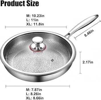 Pro Pure Titanium Frying Pan, Hammered Non-Stick Cookware, 11.02in Multifunctional for All Stoves, Durable & Lightweight, Perfect for Healthy Cooking