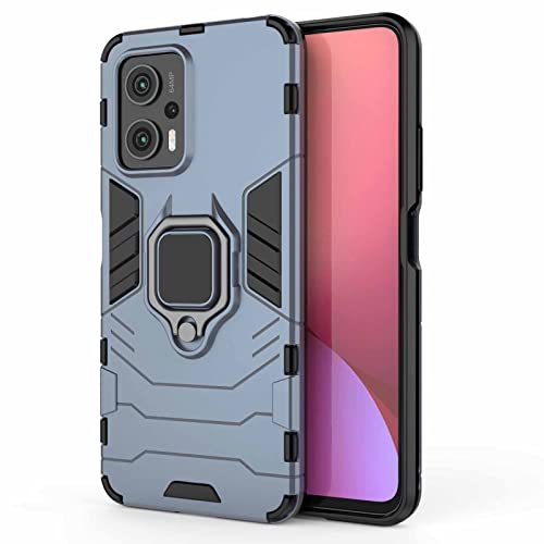HAOYE Funda para Xiaomi Poco X4 GT, Shockproof Carcasa con 360 Grados Giratorio Anillo Kickstand, Hard PC y Silicona TPU Bumper Tough Armor Case Cover. Azul
