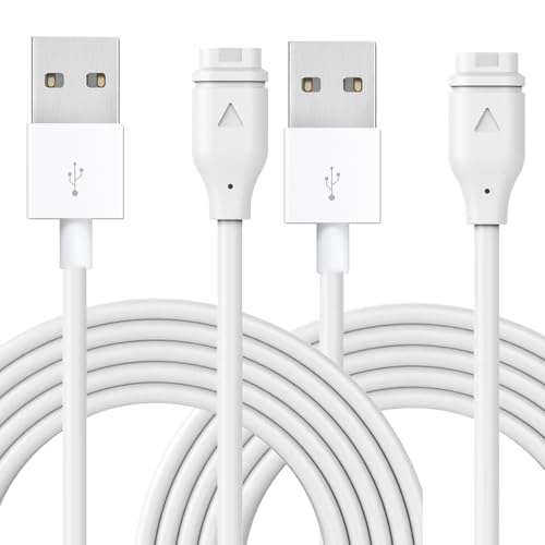 Cargador USB compatible con Garmin Watch Cable de carga para Fenix 5 5S Plus 6 6S 6X Pro 7 7S 7X, Forerunner 45 45S 935 945 955 965, Vívoactive 5 4 4S 3, Venu 3, Vívomove 3, 2 unidades (blanco/3.3
