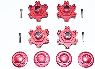 GPM for Arrma Limitless All-Road Speed Bash Upgrade Parts Aluminum Wheel Hex (+6mm) + Wheel Lock - 8Pc Set Red