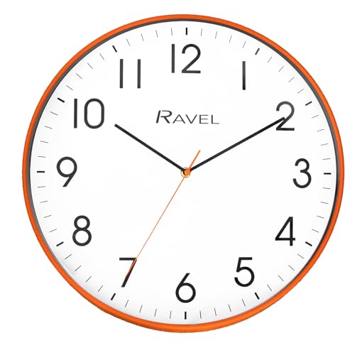 Ravel - Modern 40cm Office and Kitchen Wall Clock - Analogue Quartz - RWC.40.8 - Orange
