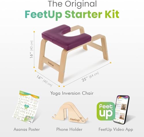 FeetUp - The Original Yoga Headstand Bench, Vegan Handstand Trainer Bench and Stand, Strength Training Inversion Equipment for Relaxation and Strength, Includes App & Starter Kit, #1 Worldwide