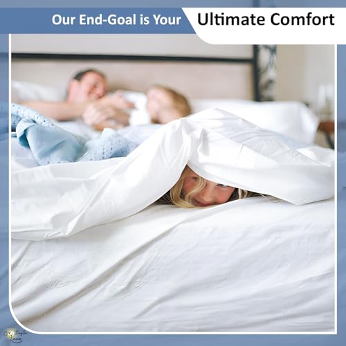 Cottington Lane 100% Cotton Olympic Queen Sheet Set, 4 Piece White Luxury Hotel Quality Sheets, Deep Pocket Fits 8-16 Inch Mattress, Breathable, Durable, Cooling Sheets with Smooth Satin Weave by Cottington Lane - Image 7