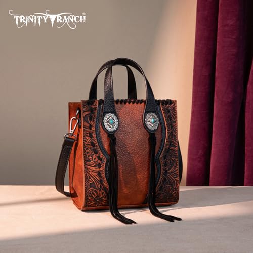 Image of Trinity Ranch Crossbody Bags for Women Mini Handbag Floral Tooled Concho Collection