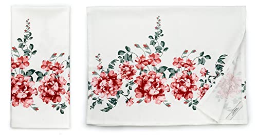 Perfect Present For Mothers, Ideal Mothers Kitchen Linen Set. Set Include Greeting Card, Bib Apron, Oven Mitt, Pot Holder, Kitchen Towel. Beautiful Flower Design, 100 Percent Cotton. #TOP4