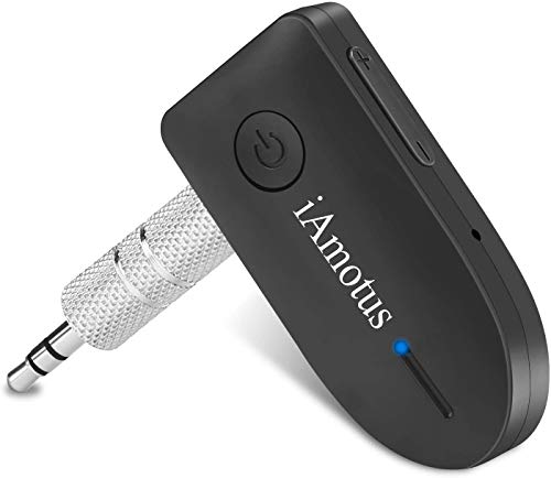 iAmotus Receptor Bluetooth para Coche Manos Libres Bluetooth Música A2DP con Micrófono y Cable USB Adaptador de Audio Estéreo Inalámbrico HiFi 3.5mm Portátil para Audio de Jack, Altavoz, Auriculares