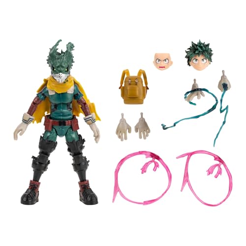 Total Anime Izuku Midoriya - 6.5-Inch Figure with Swappable Faceplates Alternate Hands Removable Backpack and Energy Effects Green