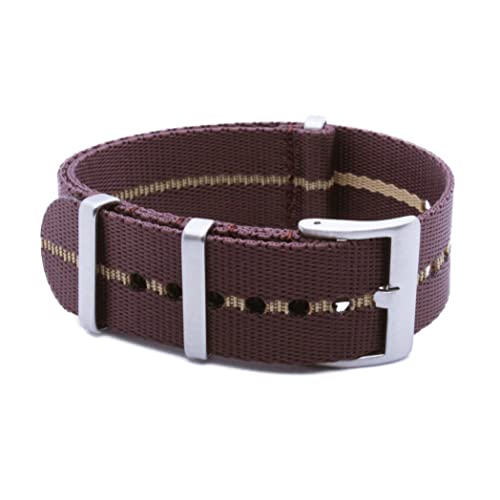 WAMD Mola Nylon Watch Straps/Bands - Choice of Colour & Width (Maroon and Beige, 22 mm)