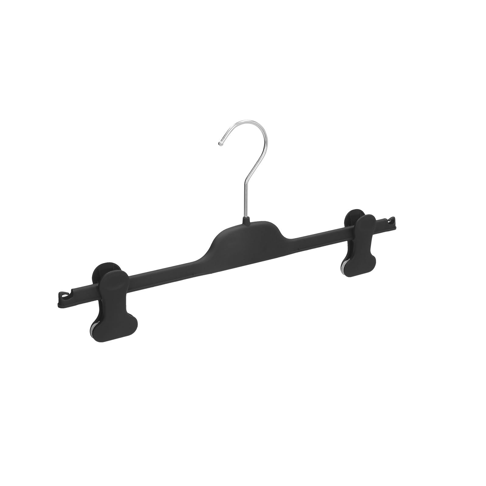 Mainetti Cintres caoutchoutés, cintres avec pinces caoutchoutées, pour jupes, jeans, pantalon homme femme, béquilles économise de l'espace avec clips, léger, fabriqué en Italie, lot de 10 pièces (noir
