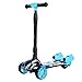 LUO Monopattini Motorino Pieghevole, Regolazione in Altezza a 4 velocità, Pedali Scooter a Tre Ruote, Ruote Luminose allargate, spruzzo di Vapore acqueo, per 2-12 Anni (Color : Blue)