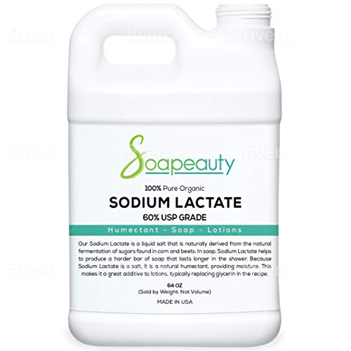 SODIUM LACTATE for Soap Making & Lotions | Organic 60% USP Pure Natural Preservative | Harder Bar of Soap, Bigger Yield, Faster Cure Time, Provides Moisture | Sizes 2 OZ to 7 LBS | 64 OZ