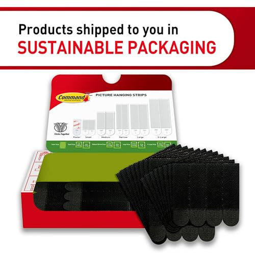 Command Picture Hanging Strips, 8 medium, 8 large pairs, Black, Ships In Own Container (PH209BLK-16NA)