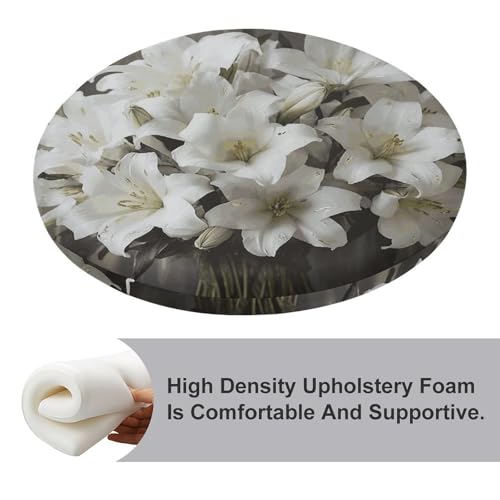 Coussin de sol de méditation en mousse mémoire de forme imprimé lys blanc 39 cm - 5