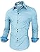 TAM WARE Mens Trendy Slim Fit Inner Checkered Button Down Shirt TWNMS323S-SKYBLUE-US S