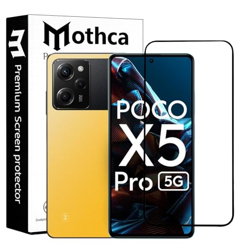 Image of Mothca Military-Grade Tempered Glass for Poco F5 / X5 Pro /Redmi Note 12 Pro / 12 Pro Plus / 12 Discovery / 12 Turbo with Edge to Edge Coverage - Case Friendly, Bubble-Free Installation Kit
