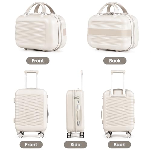 H.yeed 4-Piece Luggage Set Lightweight ABS Hard Shell Suitcase Set with TSA Lock and Spinner Wheels Travel Suitcase Set Includes 12" 20" 24" 28" (Beige, 4 pc Set) - Image 5