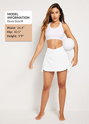 Baleaf Women's Swim Skirt Bottoms High Waisted Bathing Suit Swimsuits Skirts Pleated Swim Skorts With Pockets White M #TOP6