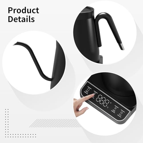 Tetera eléctrica negra de acero inoxidable 1L con control de temperatura miniatura 2