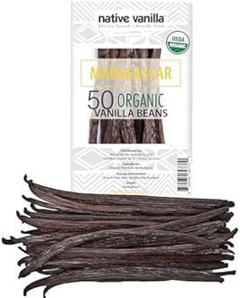 50 Organic Madagascar Vanilla Beans - Whole Grade A Premium Bourbon Pods - For Making Extract & Baking - For Cooking, Desserts & More - 100% Vegan & Kosher - Non-GMO & Gluten-Free - Native Vanilla