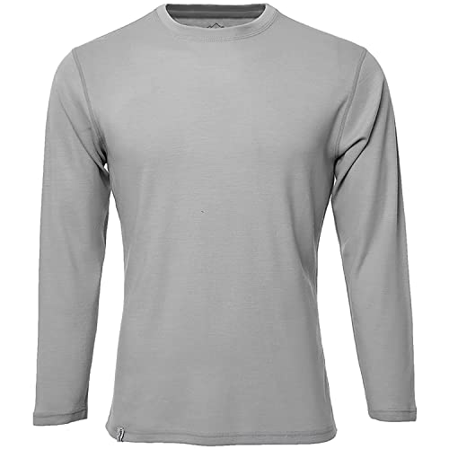 Merino Shirt - Thermounterhemd Langarm I Thermo Oberteil aus 100% Merinowolle I T-Shirt Longsleeve für Wandern, Sport I grau, Größe L