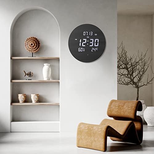 Tostog Digital Wall Clock Silent Kitchen Clock Non Ticking Wall Clock,12 Inch Led Wall Clocks With Display Of Time/Date/And Temperature/Humidity,Three Modes For Choose #TOP5