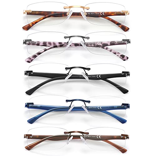 VVDQELLA Luz Azul Gafas de Lectura Bloqueo de la luz azul 5 PCS HD de una sola pieza contra los rayos UV y azul gafas de lectura de la computadora 2.0x Cover