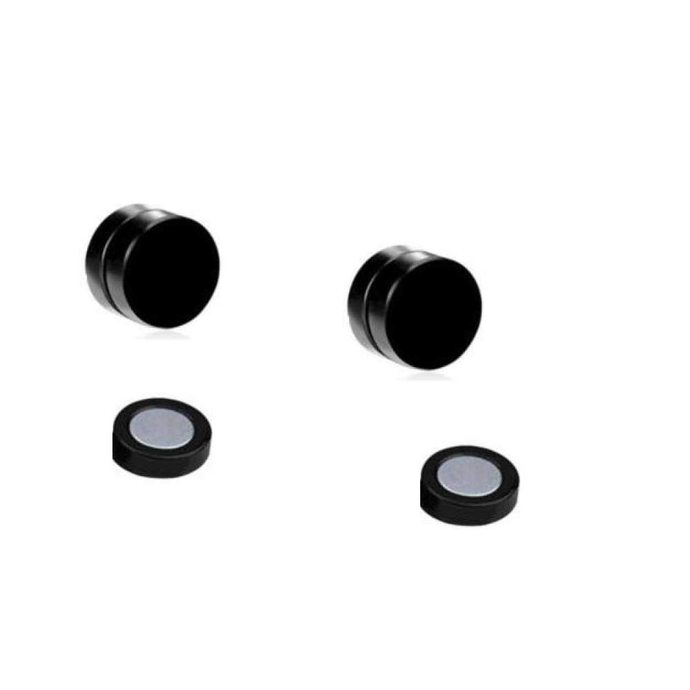 6mm Black Barbell Magnetic Non-Piercing Stainless Steel Earring Studs For Men Women (1 Pair)