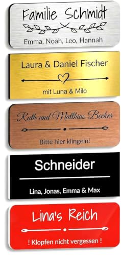 Personalisiertes Türschild/Klingelschild aus Acryl (1 Stk.) – Selbstklebend, Wetterfest & UV-beständig, Namensschild mit Gravur für Haustür, Briefkasten, Klingel, Made in Austria
