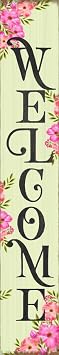 Spring Welcome Porch Sign 8x64inch Farmhouse Porch Vertical Welcome Wooden Sign Entryway Butterfly Front Door Home Outdoor Seasonal Spring Summer Decoration