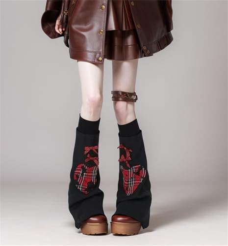 Goth Heart Leg Warmers Y2k Women Long Flare Cutecore Punk Grunge Emo 80s Rave Gothic Japanese4