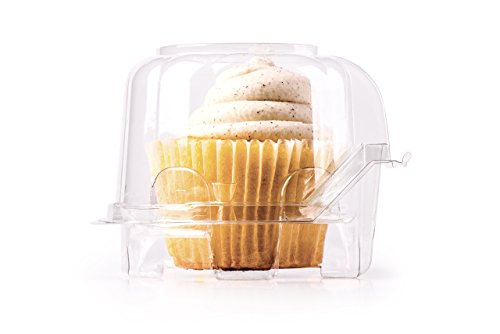 Monond TANGDIAABBCC Individual Cupcake Boxes | Set of 48 Clear Plastic Dome Single Compartment Cupcake Holders with Improved Closing Mechanism by Cupcake Supply Co