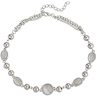 Collar de ópalo de luna collar feminidad accesorios regalo de San Valentín LjS643, plata, Talla única