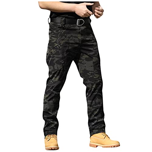 Men's Cargo Pants Casual Stretch Camo Pants Workout Military Tactical Pants Athletic Work Pants with Pockets Black Dress Pants High Waisted Leggings Mens Casual Pants,(A-Camouflage,Medium)