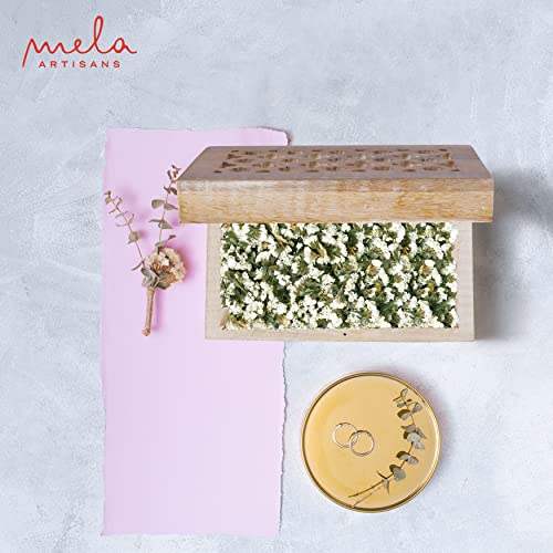 Mela Artisans Decorative Storage Box With Hinged Lid - Whitewash, Medium | 7.5” X 4.5” X 3” | Rustic Trellis Design | Mango Wood Crafted | Ideal For Keepsakes, Trinkets, Jewelry And Other Stash #TOP3