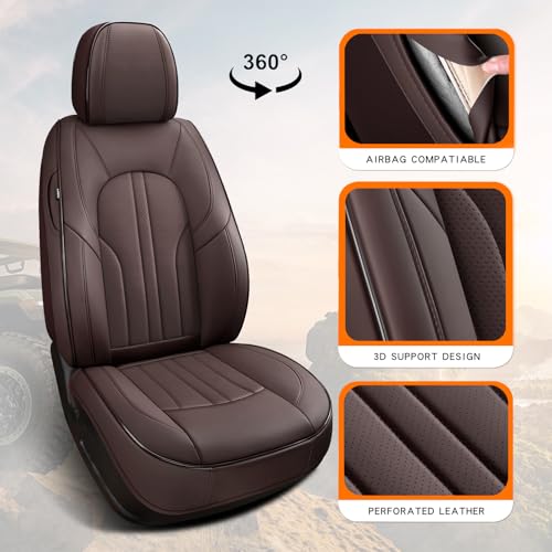 Image of MINGBRON Car Seat Covers,Car Seat Protector Waterproof,Seat Covers Full Set, Car Seat Protectors,Automotive Seat Covers Fit for Most Cars Brown