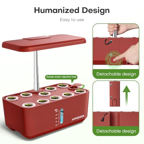 Image of Ahopegarden Hydroponics Growing System: 10 Pods Indoor Herb Garden with LED