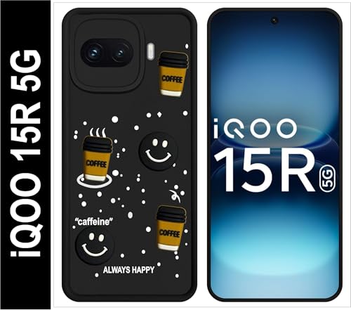 Image of SBMS Silicone Back Cover Case for iQOO 15R 5G | Cute Fun 3D Cartoon, Coffee Design Silicone Case | Camera Protection Bump | Shockproof Back Cover Case for iQOO 15R 5G (Coffe Mug Black)