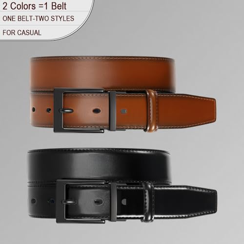 Image of DOOPAI Reversible Leather Belt for Men 1.25 inch - Dual Sided Dress and Casual Belt, Trim to Fit, 2 Styles in One Belt